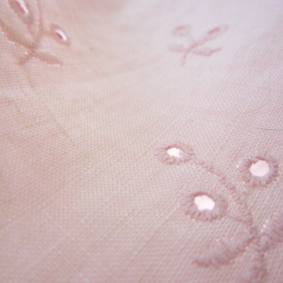 Ralph Lauren Womens Large Pink Linen Eyelet Embroidered Shirt Scallop Hem - Picture 14 of 14